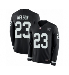 Men's Oakland Raiders #23 Nick Nelson Limited Black Therma Long Sleeve Football Jersey