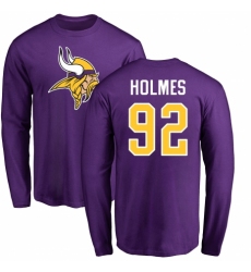 NFL Nike Minnesota Vikings #92 Jalyn Holmes Purple Name & Number Logo Long Sleeve T-Shirt