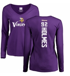 NFL Women's Nike Minnesota Vikings #92 Jalyn Holmes Purple Backer Slim Fit Long Sleeve T-Shirt