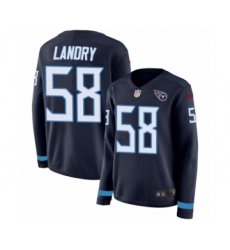 Women's Nike Tennessee Titans #58 Harold Landry Limited Navy Blue Therma Long Sleeve NFL Jersey
