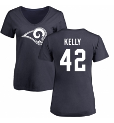 NFL Women's Nike Los Angeles Rams #42 John Kelly Navy Blue Name & Number Logo Slim Fit T-Shirt