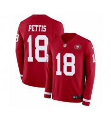 Youth Nike San Francisco 49ers #18 Dante Pettis Limited Red Therma Long Sleeve NFL Jersey