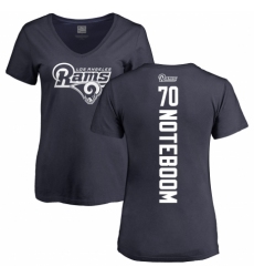 NFL Women's Nike Los Angeles Rams #70 Joseph Noteboom Navy Blue Backer T-Shirt