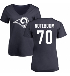 NFL Women's Nike Los Angeles Rams #70 Joseph Noteboom Navy Blue Name & Number Logo Slim Fit T-Shirt