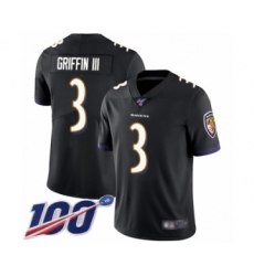 Men's Baltimore Ravens #3 Robert Griffin III Black Alternate Vapor Untouchable Limited Player 100th Season Football Jersey