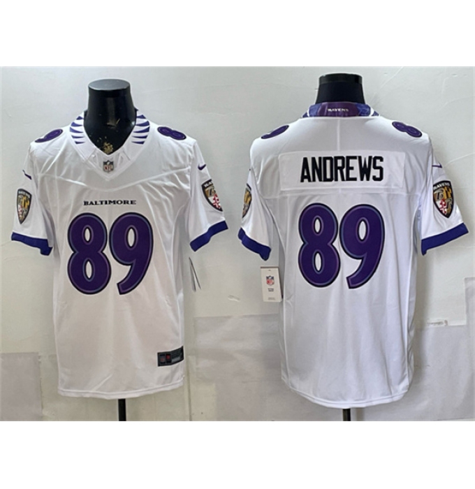 Men's Baltimore Ravens #89 Mark Andrews White 2026 F.U.S.E. Vapor Limited Football Stitched Jersey