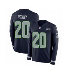 Men's Nike Seattle Seahawks #20 Rashaad Penny Limited Navy Blue Therma Long Sleeve NFL Jersey
