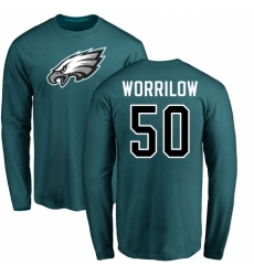 Nike Philadelphia Eagles #50 Paul Worrilow Green Name & Number Logo Long Sleeve T-Shirt