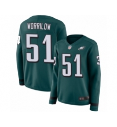 Women's Philadelphia Eagles #51 Paul Worrilow Limited Green Therma Long Sleeve Football Jersey