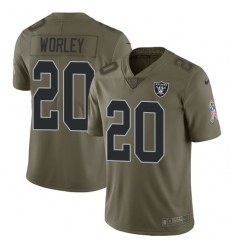 Youth Nike Oakland Raiders #20 Daryl Worley Limited Olive 2017 Salute to Service NFL Jersey