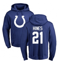 NFL Nike Indianapolis Colts #21 Nyheim Hines Royal Blue Name & Number Logo Pullover Hoodie