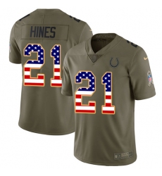 Youth Nike Indianapolis Colts #21 Nyheim Hines Limited Olive USA Flag 2017 Salute to Service NFL Jersey