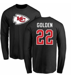 NFL Nike Kansas City Chiefs #22 Robert Golden Black Name & Number Logo Long Sleeve T-Shirt