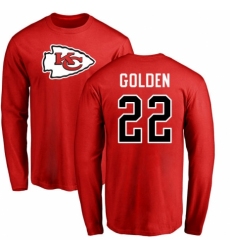 NFL Nike Kansas City Chiefs #22 Robert Golden Red Name & Number Logo Long Sleeve T-Shirt
