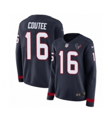 Women's Nike Houston Texans #16 Keke Coutee Limited Navy Blue Therma Long Sleeve NFL Jersey