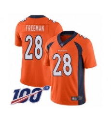 Men's Denver Broncos #28 Royce Freeman Orange Team Color Vapor Untouchable Limited Player 100th Season Football Jersey