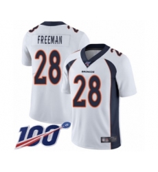 Men's Denver Broncos #28 Royce Freeman White Vapor Untouchable Limited Player 100th Season Football Jersey