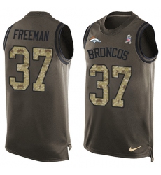 Men's Nike Denver Broncos #37 Royce Freeman Limited Green Salute to Service Tank Top NFL Jersey