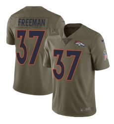 Men's Nike Denver Broncos #37 Royce Freeman Limited Olive 2017 Salute to Service NFL Jersey