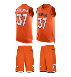 Men's Nike Denver Broncos #37 Royce Freeman Limited Orange Tank Top Suit NFL Jersey