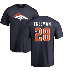 NFL Nike Denver Broncos #28 Royce Freeman Navy Blue Name & Number Logo T-Shirt