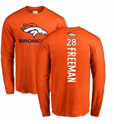 NFL Nike Denver Broncos #28 Royce Freeman Orange Backer Long Sleeve T-Shirt