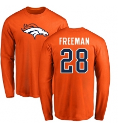 NFL Nike Denver Broncos #28 Royce Freeman Orange Name & Number Logo Long Sleeve T-Shirt
