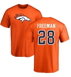 NFL Nike Denver Broncos #28 Royce Freeman Orange Name & Number Logo T-Shirt