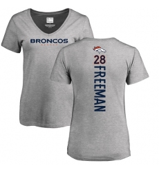 NFL Women's Nike Denver Broncos #28 Royce Freeman Ash Backer V-Neck T-Shirt