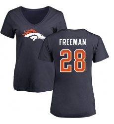 NFL Women's Nike Denver Broncos #28 Royce Freeman Navy Blue Name & Number Logo T-Shirt