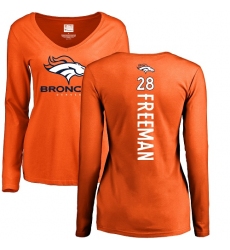 NFL Women's Nike Denver Broncos #28 Royce Freeman Orange Backer Long Sleeve T-Shirt