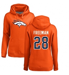 NFL Women's Nike Denver Broncos #28 Royce Freeman Orange Name & Number Logo Pullover Hoodie