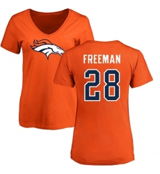NFL Women's Nike Denver Broncos #28 Royce Freeman Orange Name & Number Logo T-Shirt