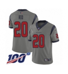 Men's Houston Texans #20 Justin Reid Limited Gray Inverted Legend 100th Season Football Jersey