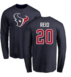 NFL Nike Houston Texans #20 Justin Reid Navy Blue Name & Number Logo Long Sleeve T-Shirt