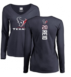 NFL Women's Nike Houston Texans #20 Justin Reid Navy Blue Backer Long Sleeve T-Shirt