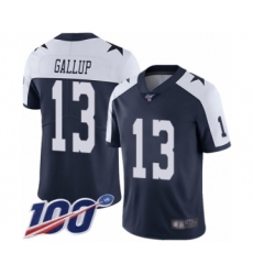 Men's Dallas Cowboys #13 Michael Gallup Navy Blue Throwback Alternate Vapor Untouchable Limited Player 100th Season Football Jersey