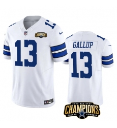 Men's Dallas Cowboys #13 Michael Gallup White 2023 F.U.S.E. NFC East Champions Football Stitched Jersey