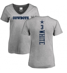 NFL Women's Nike Dallas Cowboys #3 Mike White Ash Backer V-Neck T-Shirt