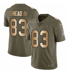 Men's Nike Baltimore Ravens #83 Willie Snead IV Limited Olive/Gold Salute to Service NFL Jersey