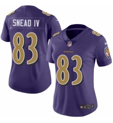 Women's Nike Baltimore Ravens #83 Willie Snead IV Limited Purple Rush Vapor Untouchable NFL Jersey