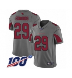 Men's Arizona Cardinals #29 Chase Edmonds Limited Silver Inverted Legend 100th Season Football Jersey