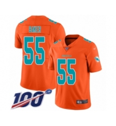 Men's Miami Dolphins #55 Jerome Baker Limited Orange Inverted Legend 100th Season Football Jersey