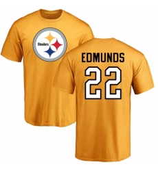 Nike Pittsburgh Steelers #22 Terrell Edmunds Gold Name & Number Logo T-Shirt