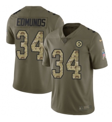 Youth Nike Pittsburgh Steelers #34 Terrell Edmunds Limited Olive Camo 2017 Salute to Service NFL Jersey