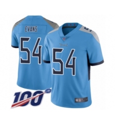 Men's Tennessee Titans #54 Rashaan Evans Light Blue Alternate Vapor Untouchable Limited Player 100th Season Football Jersey