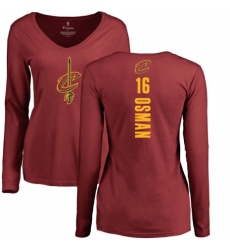 NBA Women's Nike Cleveland Cavaliers #16 Cedi Osman Maroon Backer Long Sleeve T-Shirt