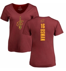 NBA Women's Nike Cleveland Cavaliers #16 Cedi Osman Maroon Backer T-Shirt
