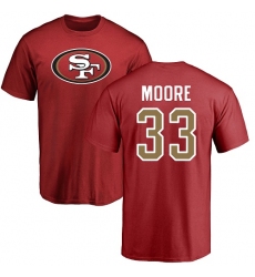 NFL Nike San Francisco 49ers #33 Tarvarius Moore Red Name & Number Logo T-Shirt