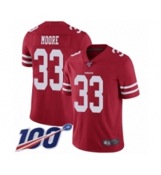 Youth San Francisco 49ers #33 Tarvarius Moore Red Team Color Vapor Untouchable Limited Player 100th Season Football Jersey